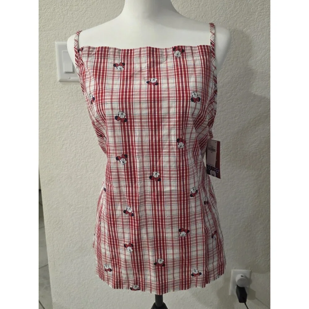 Disney Old Navy Collabs NWT 2X Women's Minnie Mouse Red Plaid Top